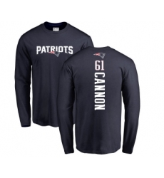 Football New England Patriots #61 Marcus Cannon Navy Blue Backer Long Sleeve T-Shirt