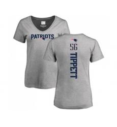 Football Women's New England Patriots #56 Andre Tippett Ash Backer V-Neck T-Shirt