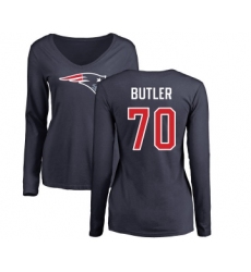 New England Patriots #70 Adam Butler Navy Blue Name & Number Logo Slim Fit Long Sleeve T-Shirt