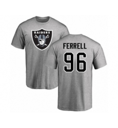 Football Oakland Raiders #96 Clelin Ferrell Ash Name & Number Logo T-Shirt