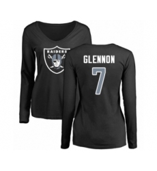 Football Women's Oakland Raiders #7 Mike Glennon Black Name & Number Logo Long Sleeve T-Shirt