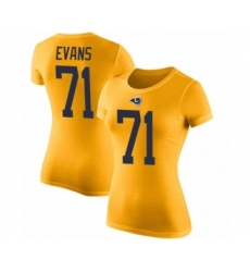 Women's Los Angeles Rams #71 Bobby Evans Gold Rush Pride Name & Number T-Shirt