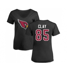 Football Women's Arizona Cardinals #85 Charles Clay Black Name & Number Logo T-Shirt