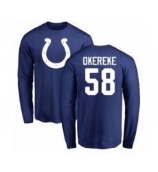 Football Indianapolis Colts #58 Bobby Okereke Royal Blue Name & Number Logo Long Sleeve T-Shirt