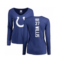 Football Women's Indianapolis Colts #37 Khari Willis Royal Blue Backer Long Sleeve T-Shirt