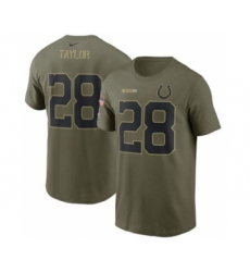 Men's Indianapolis Colts #28 Jonathan Taylor 2021 Olive Salute To Service Football T-Shirt