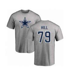 Football Dallas Cowboys #79 Trysten Hill Ash Name & Number Logo T-Shirt