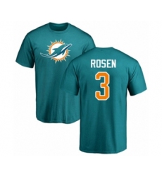 Football Miami Dolphins #3 Josh Rosen Aqua Green Name & Number Logo T-Shirt