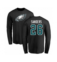 Philadelphia Eagles #26 Miles Sanders Black Name & Number Logo Long Sleeve T-Shirt