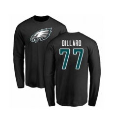 Philadelphia Eagles #77 Andre Dillard Black Name & Number Logo Long Sleeve T-Shirt