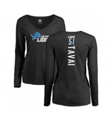 Football Women's Detroit Lions #51 Jahlani Tavai Black Backer Long Sleeve T-Shirt