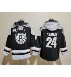 Men's Brooklyn Nets #24 Cam Thomas Black Lace-Up Pullover Hoodie