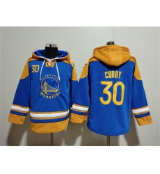 Men's Golden State Warriors #30 Stephen Curry Blue Yellow Lace-Up Pullover Hoodie