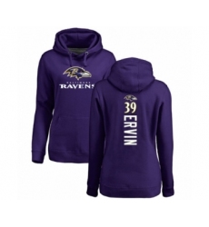 Football Women's Baltimore Ravens #39 Tyler Ervin Purple Backer Pullover Hoodie