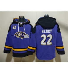 Men's Baltimore Ravens #22 Derrick Henry Ageless Must-Have Lace-Up Pullover Hoodie