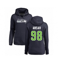 Football Women's Seattle Seahawks #98 Ezekiel Ansah Navy Blue Name & Number Logo Pullover Hoodie