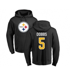 Football Pittsburgh Steelers #5 Joshua Dobbs Black Name & Number Logo Pullover Hoodie