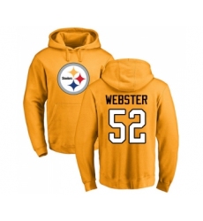 Football Pittsburgh Steelers #52 Mike Webster Gold Name & Number Logo Pullover Hoodie