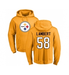Football Pittsburgh Steelers #58 Jack Lambert Gold Name & Number Logo Pullover Hoodie