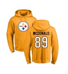 Football Pittsburgh Steelers #89 Vance McDonald Gold Name & Number Logo Pullover Hoodie
