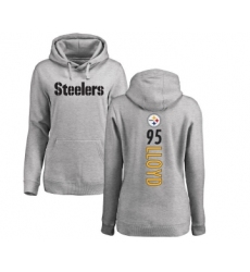 Football Women's Pittsburgh Steelers #95 Greg Lloyd Ash Backer Pullover Hoodie