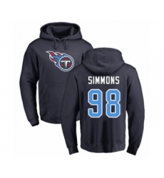 Football Tennessee Titans #98 Jeffery Simmons Navy Blue Name & Number Logo Pullover Hoodie