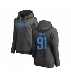 Football Women's Tennessee Titans #91 Cameron Wake Ash One Color Pullover Hoodie