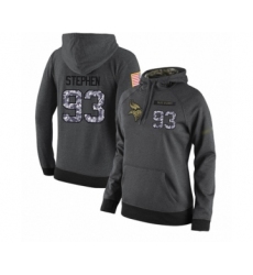 Football Women's Minnesota Vikings #93 Shamar Stephen Stitched Black Anthracite Salute to Service Player Performance Hoodie