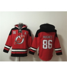Men's New Jersey Devils #86 Jack Hughes Red Ageless Must-Have Lace-Up Pullover Hoodie