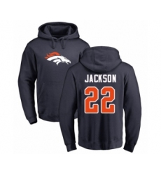 Football Denver Broncos #22 Kareem Jackson Navy Blue Name & Number Logo Pullover Hoodie