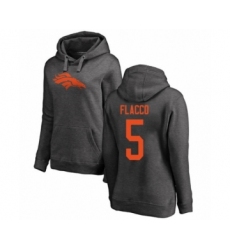 Football Women's Denver Broncos #5 Joe Flacco Ash One Color Pullover Hoodie
