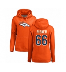 Football Women's Denver Broncos #66 Dalton Risner Orange Name & Number Logo Pullover Hoodie