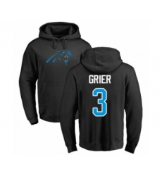 Football Carolina Panthers #3 Will Grier Black Name & Number Logo Pullover Hoodie