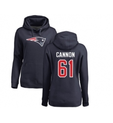 Football Women's New England Patriots #61 Marcus Cannon Navy Blue Name & Number Logo Pullover Hoodie