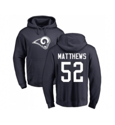 Football Los Angeles Rams #52 Clay Matthews Navy Blue Name & Number Logo Pullover Hoodie