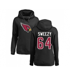 Football Women's Arizona Cardinals #64 J.R. Sweezy Black Name & Number Logo Pullover Hoodie