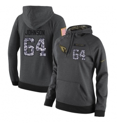 NFL Women Nike Arizona Cardinals #64 Dorian Johnson Stitched Black Anthracite Salute to Service Player Performance Hoodie