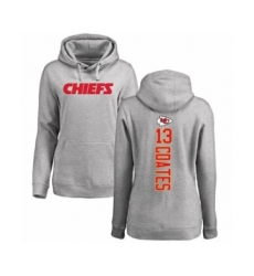 Football Women's Kansas City Chiefs #13 Sammie Coates Ash Backer Pullover Hoodie