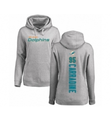 Football Women's Miami Dolphins #95 Tank Carradine Ash Backer Pullover Hoodie