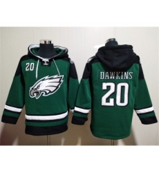 Men's Philadelphia Eagles #20 Brian Dawkins Green Lace-Up Pullover Hoodie
