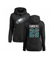 Women's Philadelphia Eagles #26 Miles Sanders Black Name & Number Logo Pullover Hoodie