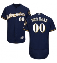 Men's Milwaukee Brewers Majestic Alternate Road Navy Flex Base Authentic Collection Custom Jersey