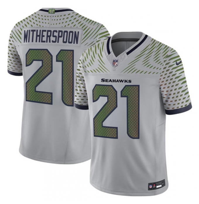 Men's Seattle Seahawks #21 Devon Witherspoon Gray 2025 F.U.S.E. “Rivalries” Vapor Limited Football Stitched Jersey