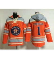Men's Houston Astros #1 Carlos Correa Alternate Orange MLB Hoodie