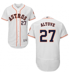 Men's Majestic Houston Astros #27 Jose Altuve White Home Flex Base Authentic Collection MLB Jersey