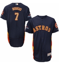 Men's Majestic Houston Astros #7 Craig Biggio Navy Blue Alternate 2018 Gold Program Flex Base Authentic Collection MLB Jersey