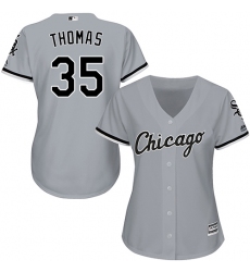 Women's Majestic Chicago White Sox #35 Frank Thomas Replica Grey Road Cool Base MLB Jersey
