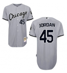 Men's Mitchell and Ness Chicago White Sox #45 Michael Jordan Authentic Grey Throwback MLB Jersey
