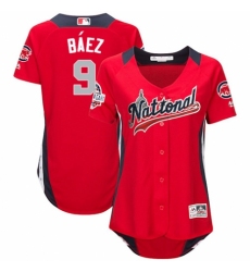 Women's Majestic Chicago Cubs #9 Javier Baez Game Red National League 2018 MLB All-Star MLB Jersey