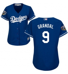 Women's Majestic Los Angeles Dodgers #9 Yasmani Grandal Authentic Royal Blue Alternate Cool Base 2018 World Series MLB Jersey